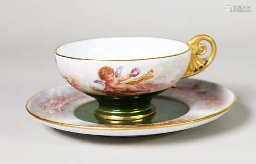 EARLY TWENTIETH CENTURY SEVRES PORCELAIN TEACUP and SAUCER, ...