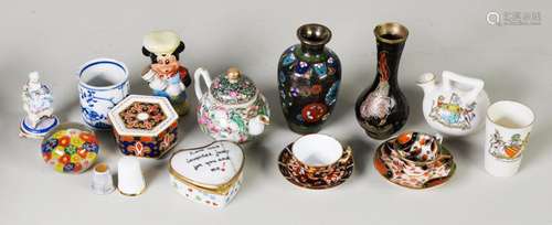 SMALL SELECTION OF MOSTLY PORCELAIN SMALL/ MINIATURE CABINET...