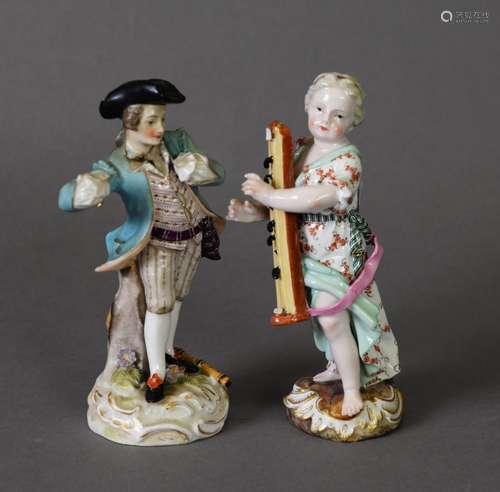 19TH CENTURY MEISSEN FIGURE GROUP AS A YOUNG GIRL WITH DULCI...