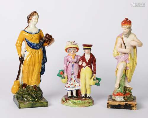 LATE 18th CENTURY STAFFORDSHIRE PEARLWARE FIGURE GROUP OF NE...