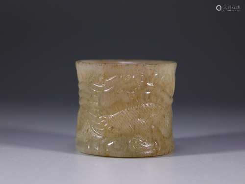 Hetian jade dragon tattoo pen containerSize: 5 x 4.4 cm weig...