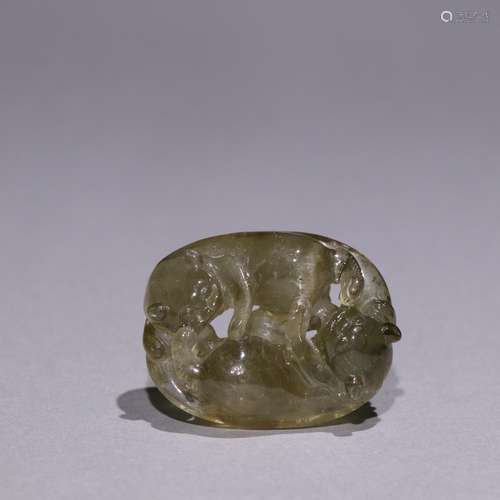 Old, tourmaline "double huan" carvingsSpecificatio...