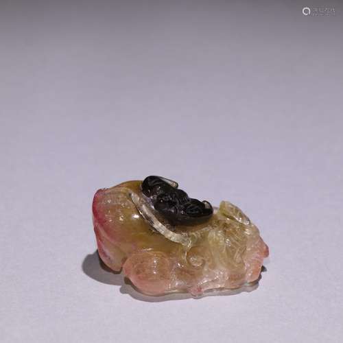 , the best three color tourmaline gourd carving a bat, qiao ...