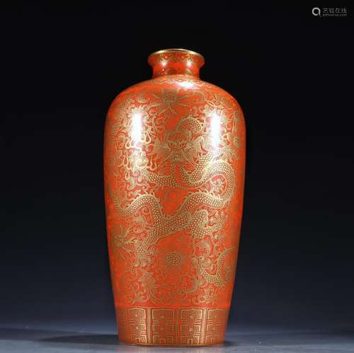 Bottle, alum red paint wulong decorative patternSpecificatio...