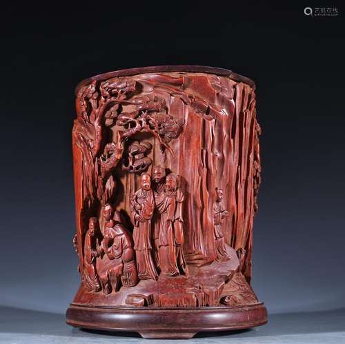 , the old stories of boxwood with red sandalwood brush potSp...