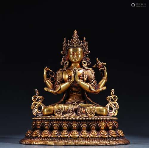 , copper four arm guanyin statuesSpecification: 21 cm long a...