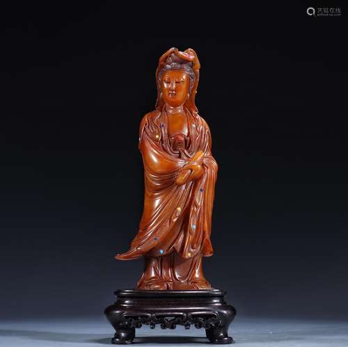 Field-yellow stone a scroll, guanyin furnishing articlesSpec...