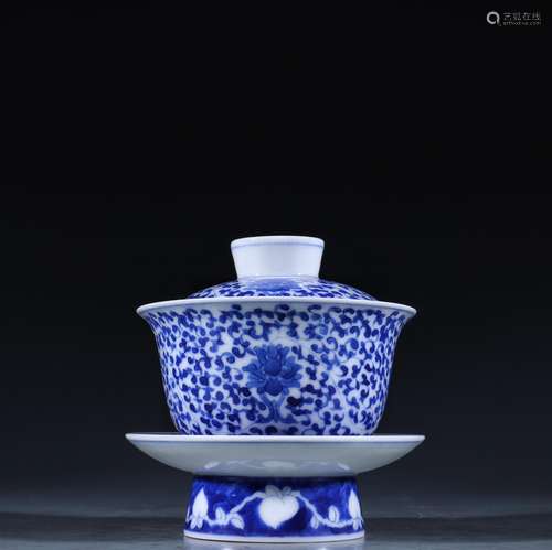 Lotus flower grain bowl, blue and white tie up branchesSpeci...