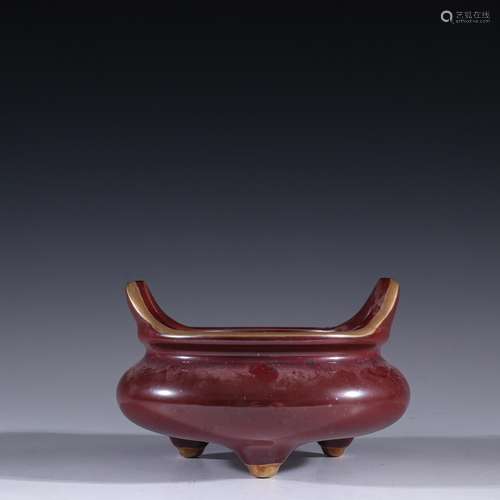 Rust red glaze colour incense burnerSpecification: high 8 cm...