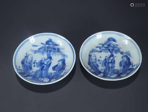 Blue and white fu lu shou plateSpecification: diameter / 10....