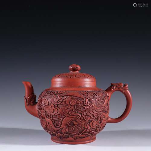 Zhu mud anaglyph auspicious dragon tea POTSSpecification: hi...