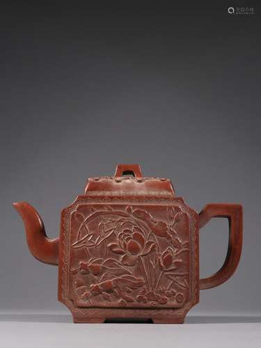 Old purple plum flower grain teapot.Specification: 13.5 cm h...