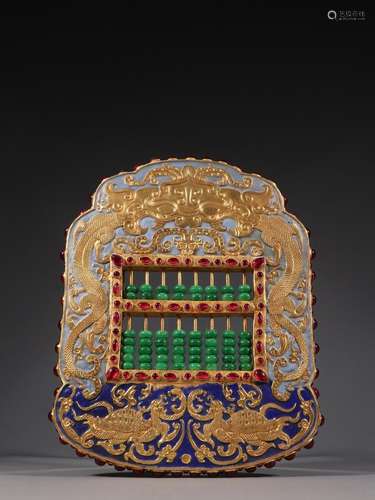 Burn blue gem jade inlaid copper and gold abacus furnishing ...