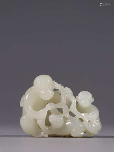 Hetian jade seed makings carve spirit monkey life of carving...