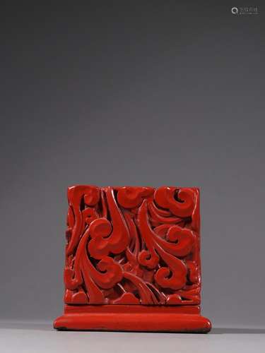 Carved lacquerware square seal box.Specification: high 8.3 c...