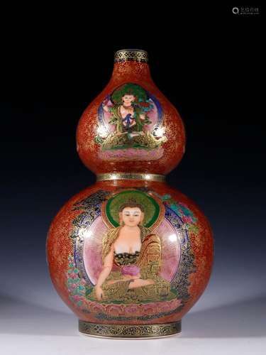 The figure of Buddha ofcolored enamel bottle gourdSpecificat...