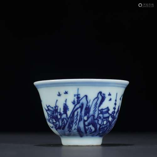 Blue and white landscape artistic conception glassSpecificat...