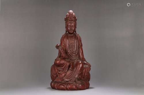 Late - Chen xiang diao "ruyi guan Yin" furnishing ...