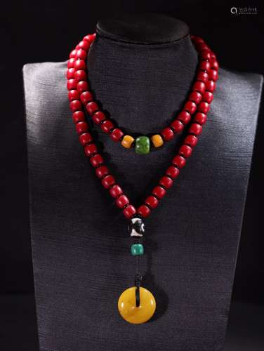 red snow and beeswax peace necklace.Specification: snow, 0.7...