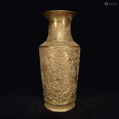 Embossed gold fu lu shou wen square shoulder bottle, 26 x 11...