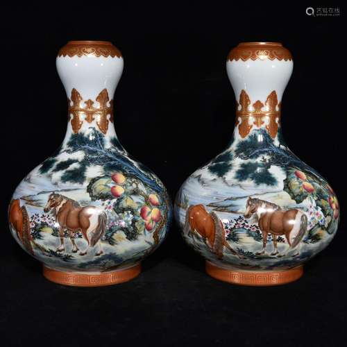 Pastel double jun wen garlic bottle, 29 x 20