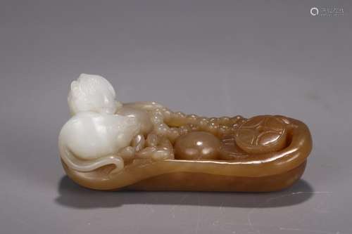 : hetian jade belt sugar vomit treasure rat to pieces7 cm lo...