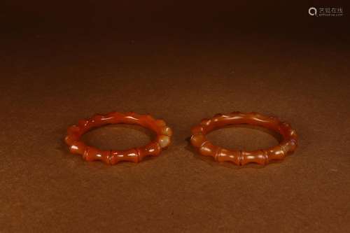 , agate bamboo bracelet a coupleSize: 7.7 x1cm, inner diamet...