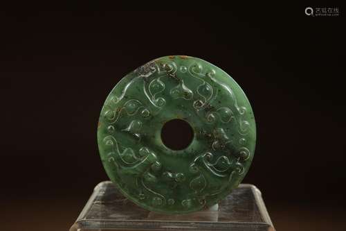 , hotan jade beast grain wallDiameter of 7.7 CM thick CM152 ...