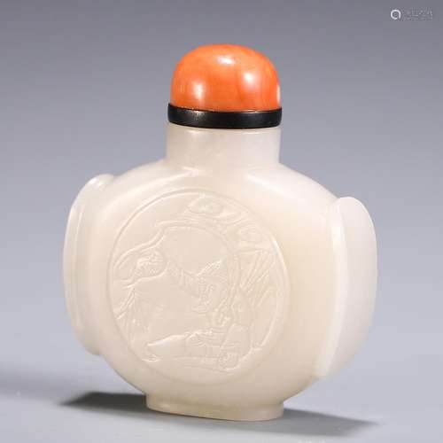 Name, hetian jade with poetry snuff bottlesCategory, snuff b...