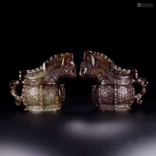 Ago, hotan jade belt ooze beast grain ancient wine cup of a ...