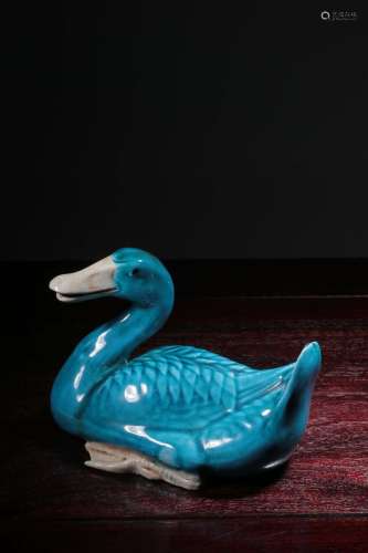 The peacock blue glaze duck furnishing articlesSize: 17 cm l...