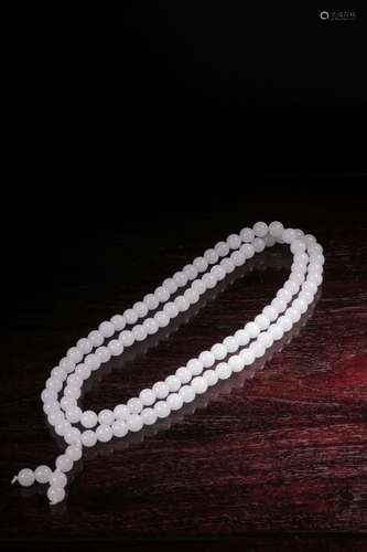 Xinjiang hotan white jade 108 bead stringSize: 0.83 cm in di...