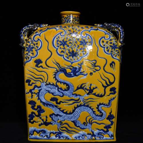 Yellow and blue dragon flat bottles, 37.5 cm diameter of 30 ...