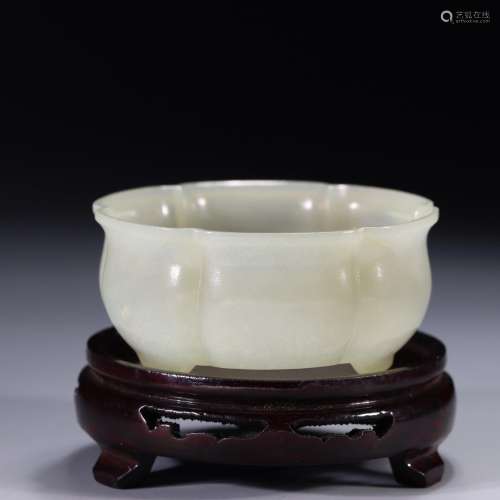 : hetian jade flower bowlSpecification: high 4.1 cm, 8.8 cm ...