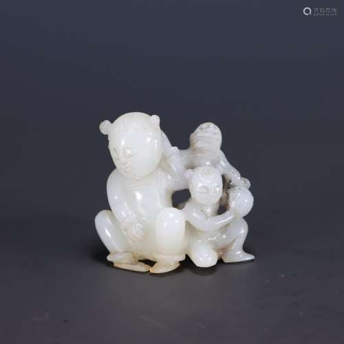 Lion furnishing articles: hetian jade boy playSize: 4.5 cm h...