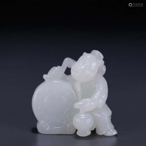 : hetian jade the lad drums carvings: 4.5 cm wide. Thickness...