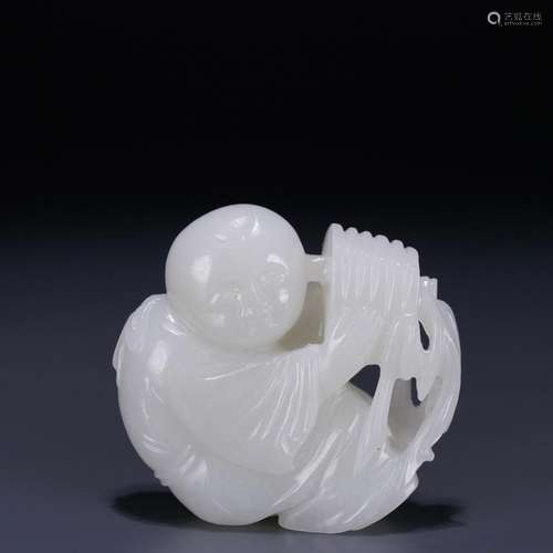 : hetian jade the lad carvings: 5.7 cm wide. Thickness: 1.9 ...