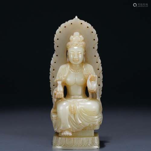 : hetian jade guanyin furnishing articles: 4.4 cm wide. Thic...