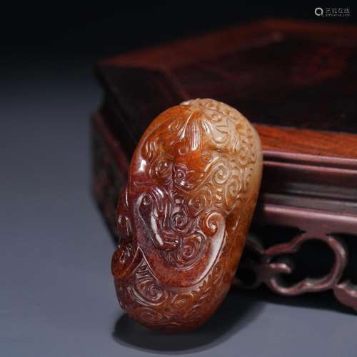 : hetian jade therefore dragon resignationLength: 6.2 cm. Wi...