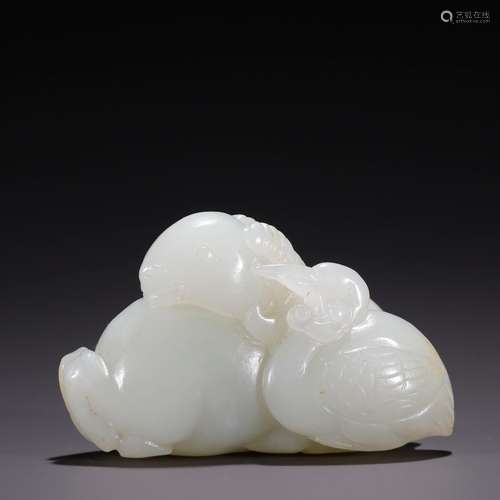 Hetian jade, seed makings cranes and put a sheepSpecificatio...