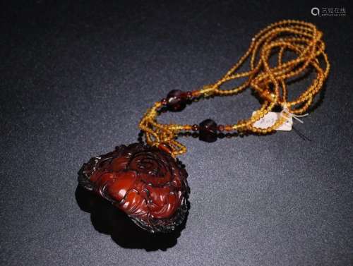 of blood pearl, "flower grain, pendant"Size: lengt...