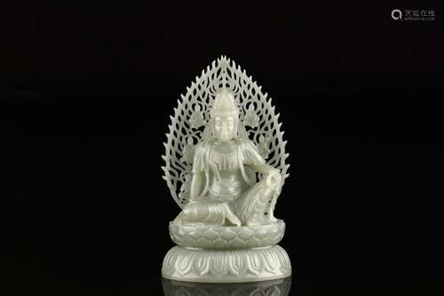 : hetian jade backlit comfortable guanyin caveSize: 19.5 cm ...