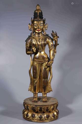 Copper and gold padmasambhava guanyin stands resemble para s...