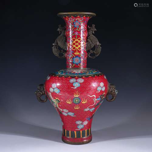 Cloisonne longfeng wen feng earsSpecification: high 43 cm di...