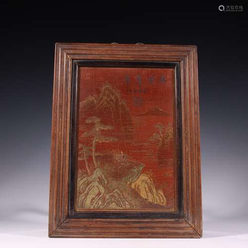 Old mahogany lacquer figure hangs Taiwan golden landscape ch...