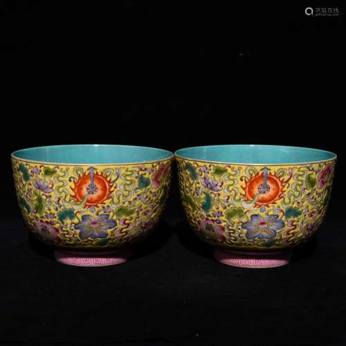 9.2 x13.9, pastel flowers green-splashed bowls