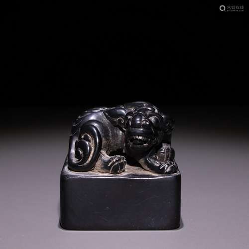 Black stone longnu twist sealSpecification: 5.4 cm high 5.1 ...