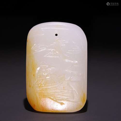 Hetian jade seed makings carving landscape character Jane po...