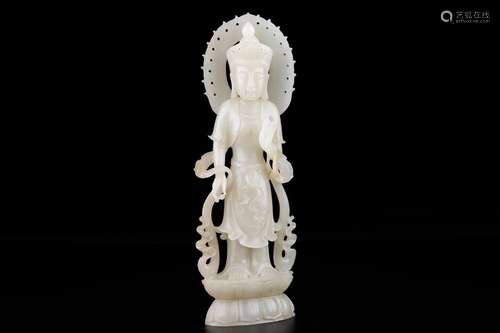 Hetian jade guanyin stands resembleSize: 9 * 5 * 28 cm weigh...