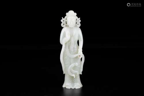 Hetian jade guanyin stands resembleSize: 5.5 * 4 * 17 cm wei...